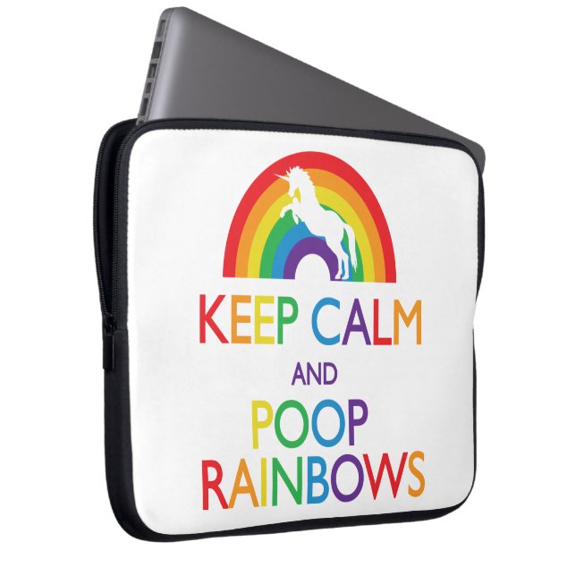 Keep Calm and Poop Rainbows Unicorn Laptop Sleeve (Front Right)