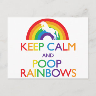 Keep Calm and Poop Rainbows Unicorn Postcard