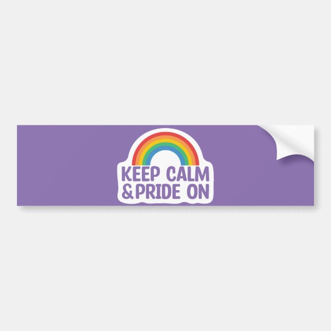 Keep Calm And Pride On | Gay Pride Month Bumper Sticker (Front)