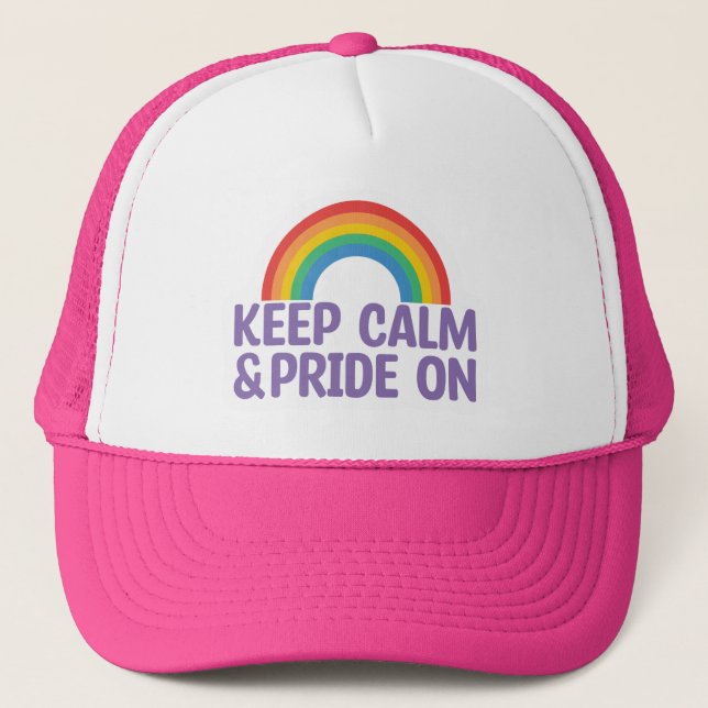 Keep Calm And Pride On | Gay Pride Month Trucker Hat (Front)