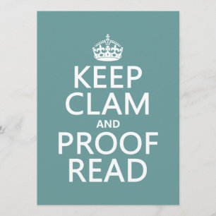 Keep Calm and Proofread (clam) (any colour) Invitation