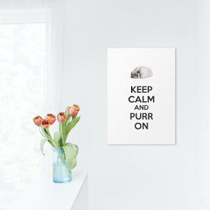 Keep Calm and Purr On Sketch Sleeping Cat Canvas Print
