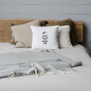 Keep Calm and Purr On Sketch Sleeping Cat Cushion
