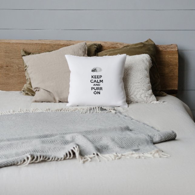 Keep Calm and Purr On Sketch Sleeping Cat Cushion (Creator Uploaded)