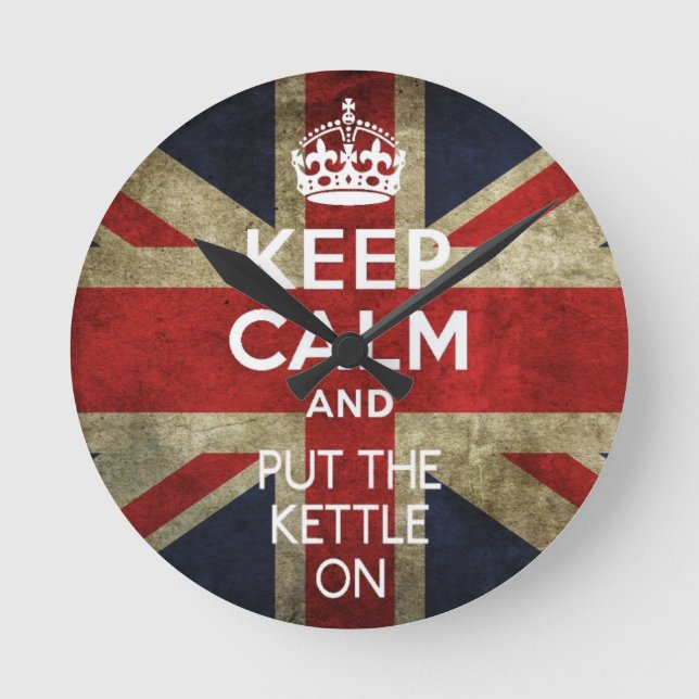 KEEP CALM AND PUT THE KETTLE ON ROUND CLOCK (Front)
