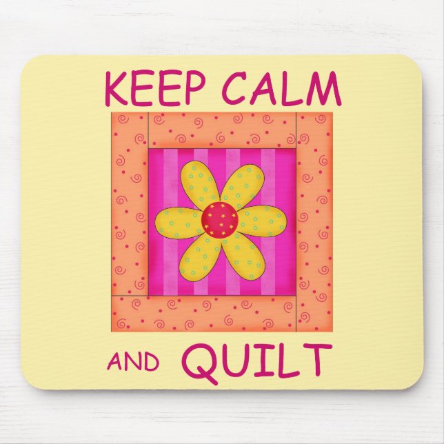Keep Calm and Quilt Applique Flower Block Mouse Pad (Front)