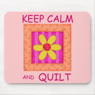Keep Calm and Quilt Applique Flower Block Mouse Pad