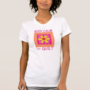Keep Calm and Quilt Applique Flower Block T-Shirt