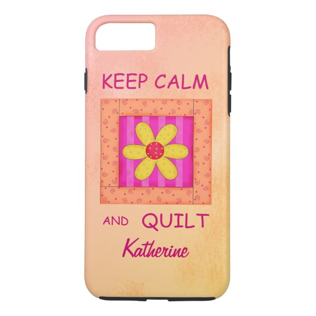 Keep Calm and Quilt Block Personalised Your Name Case-Mate iPhone Case (Back)