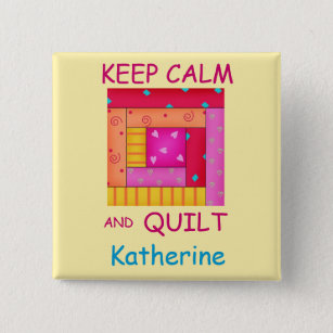 Keep Calm and Quilt Colourful Log Cabin Block 15 Cm Square Badge