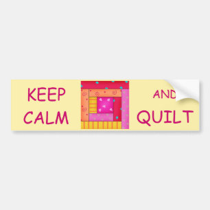 Keep Calm and Quilt Colourful Log Cabin Block Bumper Sticker