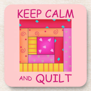 Keep Calm and Quilt Colourful Log Cabin Block Coaster