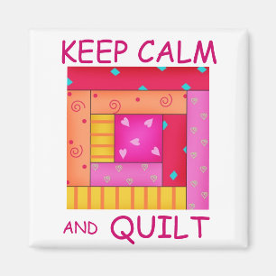 Keep Calm and Quilt Colourful Log Cabin Block Magnet