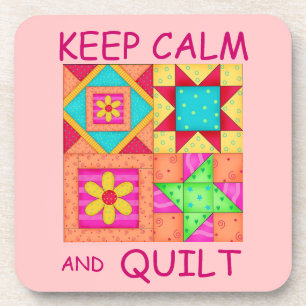 Keep Calm and Quilt Colourful Patchwork Blocks Coaster