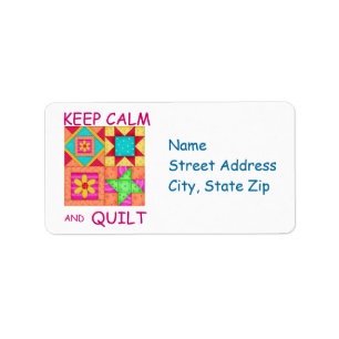 Keep Calm and Quilt Colourful Patchwork Blocks Label