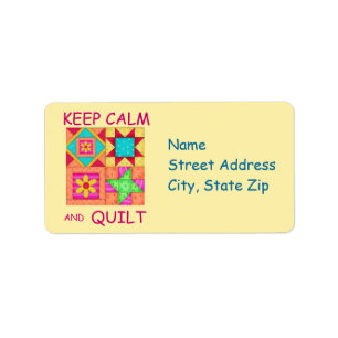 Keep Calm and Quilt Colourful Patchwork Blocks Label