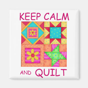 Keep Calm and Quilt Colourful Patchwork Blocks Magnet