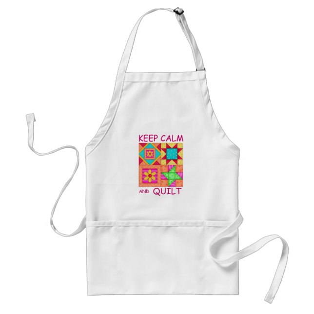 Keep Calm and Quilt Colourful Patchwork Blocks Standard Apron (Front)