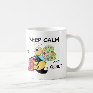 Keep Calm and Quilt Honey Bee Name Personalised Coffee Mug