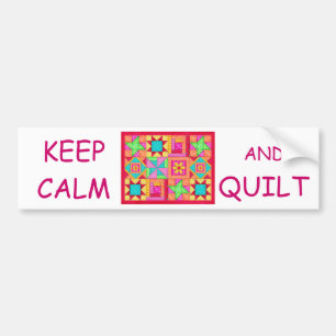 Keep Calm and Quilt Multi Block Patchwork Quilt Bumper Sticker