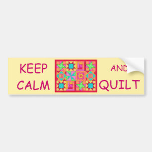 Keep Calm and Quilt Multi Block Patchwork Quilt Bumper Sticker