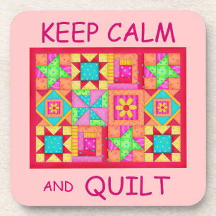 Keep Calm and Quilt Multi Block Patchwork Quilt Coaster