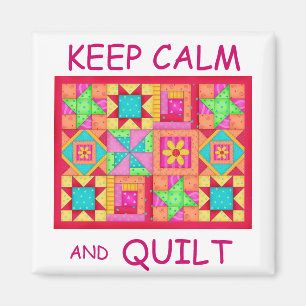 Keep Calm and Quilt Multi Block Patchwork Quilt Magnet