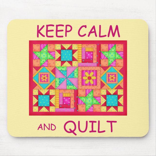 Keep Calm and Quilt Multi Block Patchwork Quilt Mouse Pad (Front)