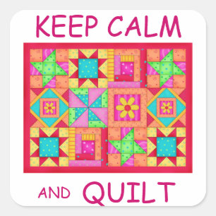 Keep Calm and Quilt Multi Block Patchwork Quilt Square Sticker