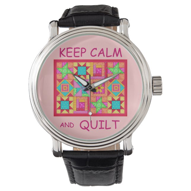 Keep Calm and Quilt Multi Block Patchwork Quilt Watch (Front)