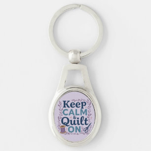 Keep Calm and Quilt On Vintage Sewing Lover Design Key Ring
