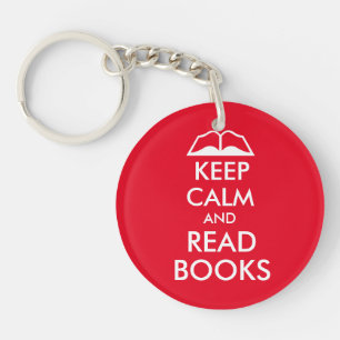 Keep calm and read books key ring