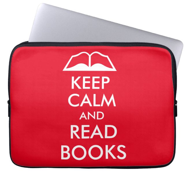 Keep calm and read books laptop sleeve (Front)