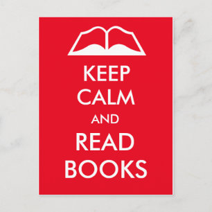 Keep calm and read books postcard