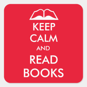 Keep calm and read books square sticker