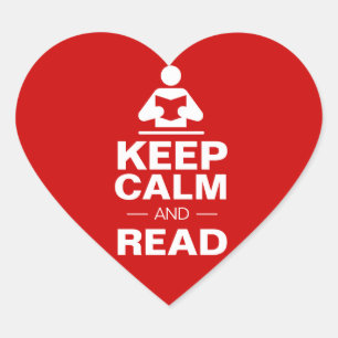 Keep Calm and Read Heart Sticker