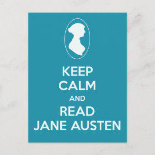 Keep Calm and Read Jane Austen Cameo Teal Postcard