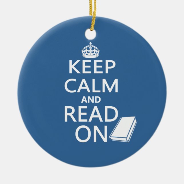 Keep Calm and Read On Ceramic Ornament (Front)