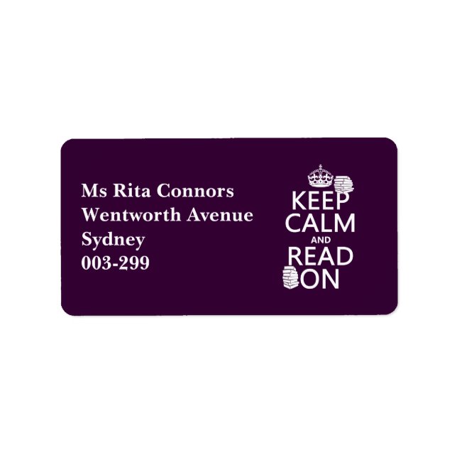 Keep Calm and Read On (in any colour) Label (Front)