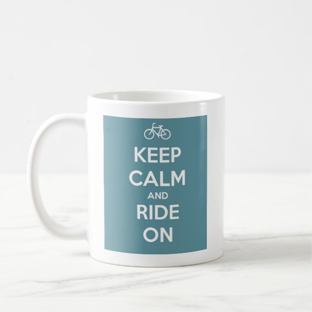 Keep Calm and Ride On Blue Coffee Mug (Left)