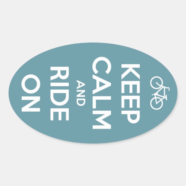 Keep Calm and Ride On Blue Oval Sticker (Front)