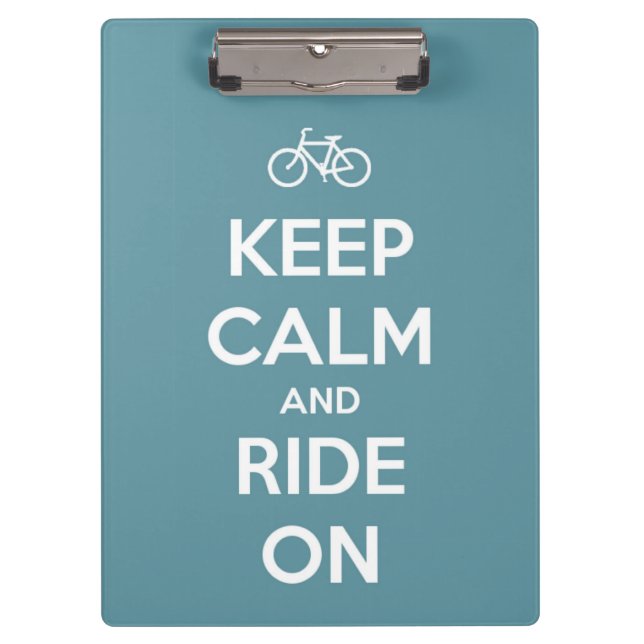 Keep Calm and Ride On Blue Personalised Clipboard (Front)