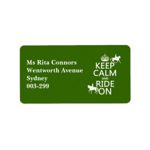 Keep Calm and Ride On - horses, all colours Label