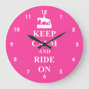 Keep calm and ride on large clock
