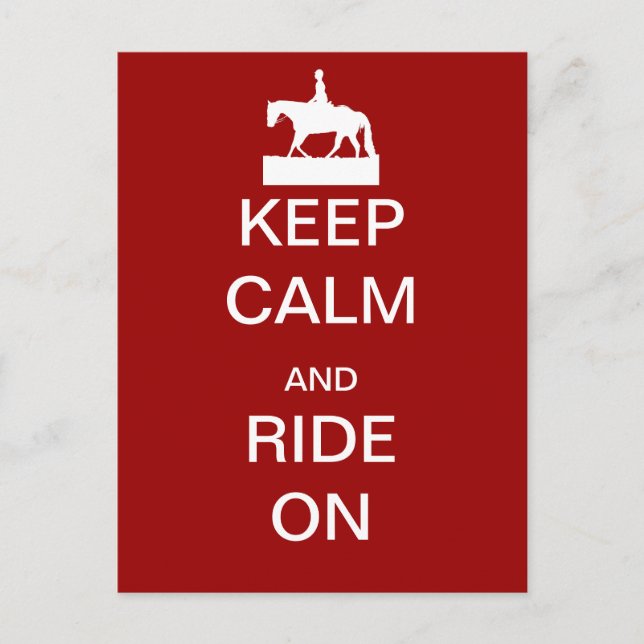 Keep calm and ride on postcard (Front)