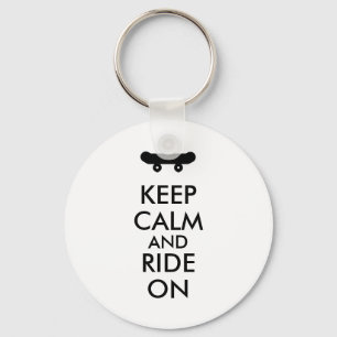 Keep Calm and Ride On Skateboarding Rider Custom Key Ring