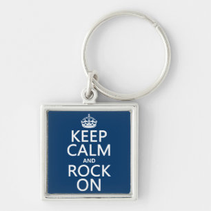 Keep Calm and Rock On (any background colour) Key Ring