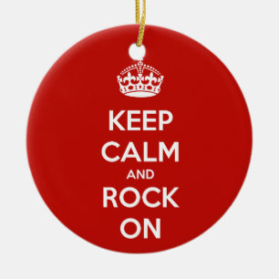 Keep Calm and Rock On Ceramic Ornament