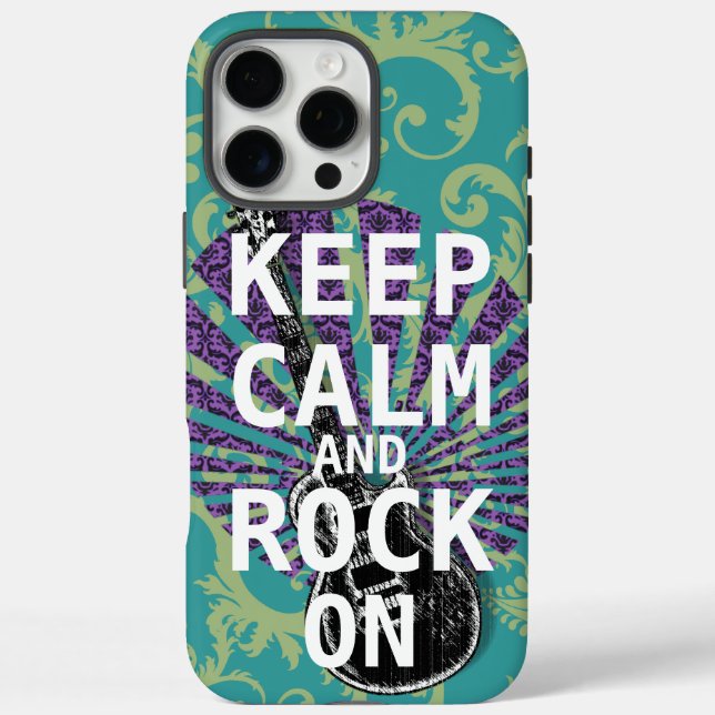KEEP CALM AND ROCK ON change teal any colour Case-Mate iPhone Case (Back)