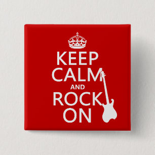 Keep Calm and Rock On (guitar)(any colour) 15 Cm Square Badge